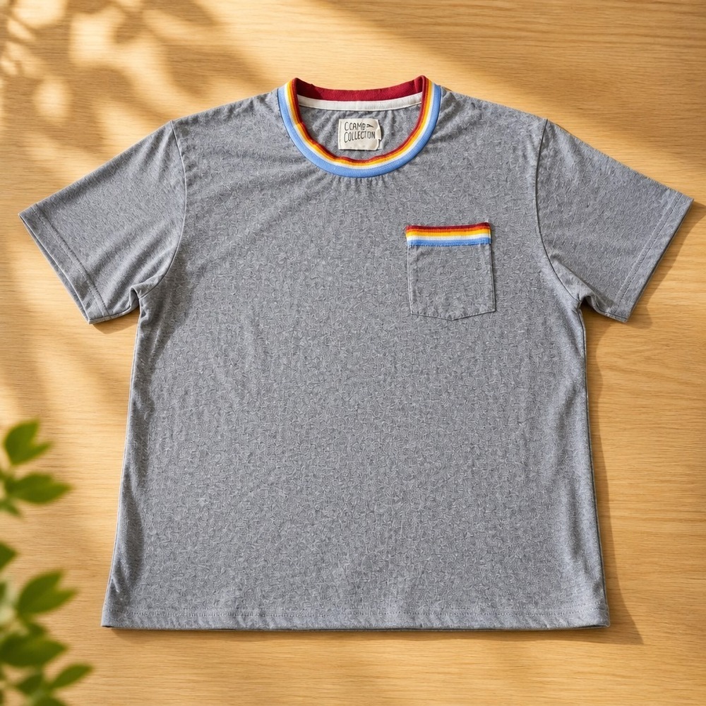 CAMP Collection Heather Vintage Stlye Grey  Hratger Rainbow T-shirt XL